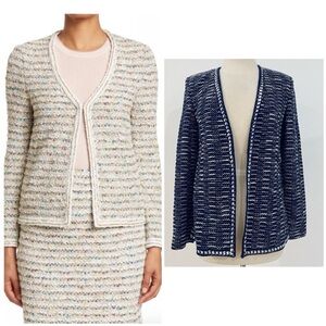 St. John blue cream tweed jacket NEW
